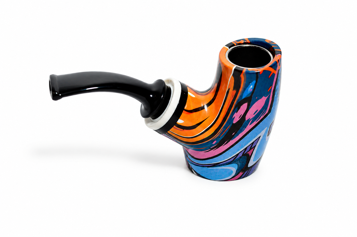 Black Textured Sherlock Glass Pipe