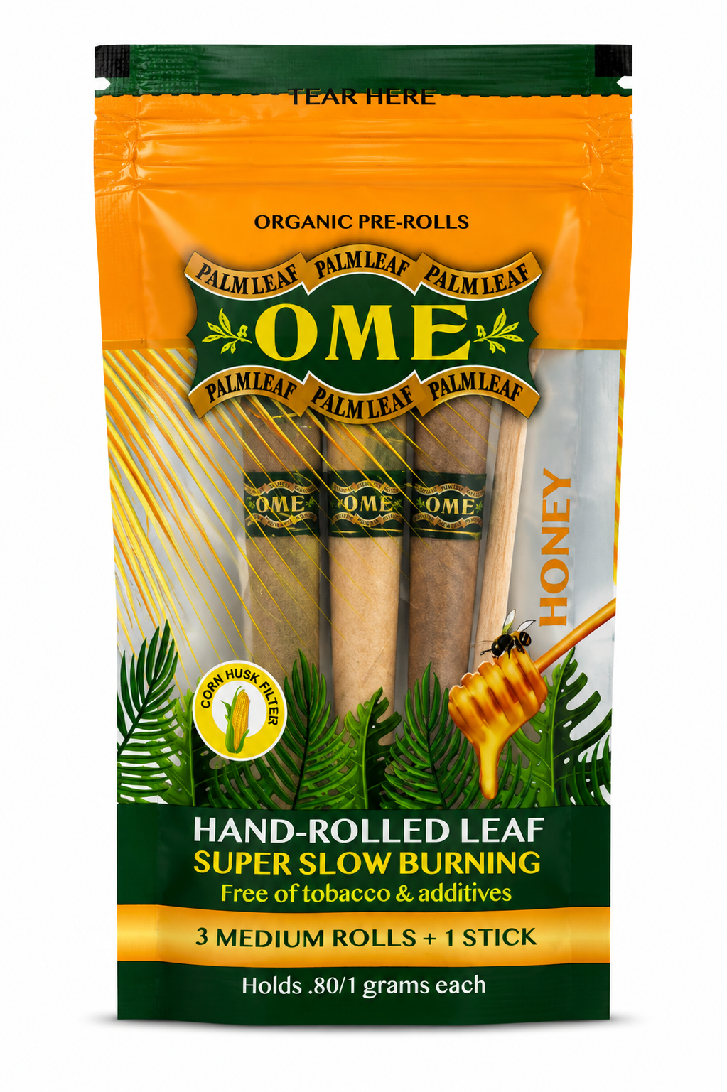 OME Honey Palm Leaf Hand-Rolled Medium Rolls – 3 Pack