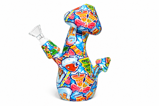 8" Novelty Silicone Water Pipe — Festive Print