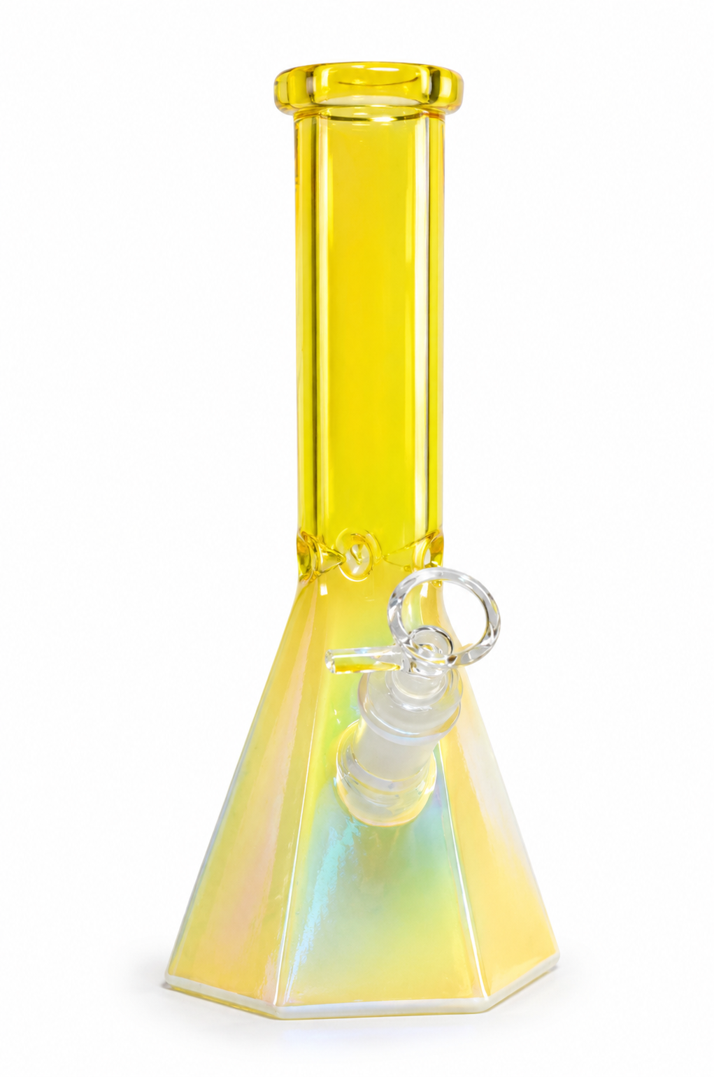 10" Iridescent Hexagon Beaker Bong – Yellow