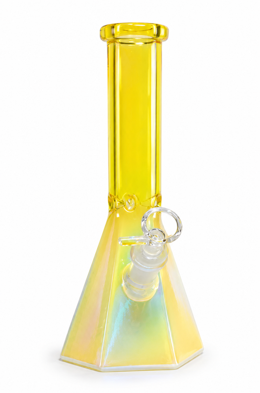 10" Iridescent Hexagon Beaker Bong – Yellow