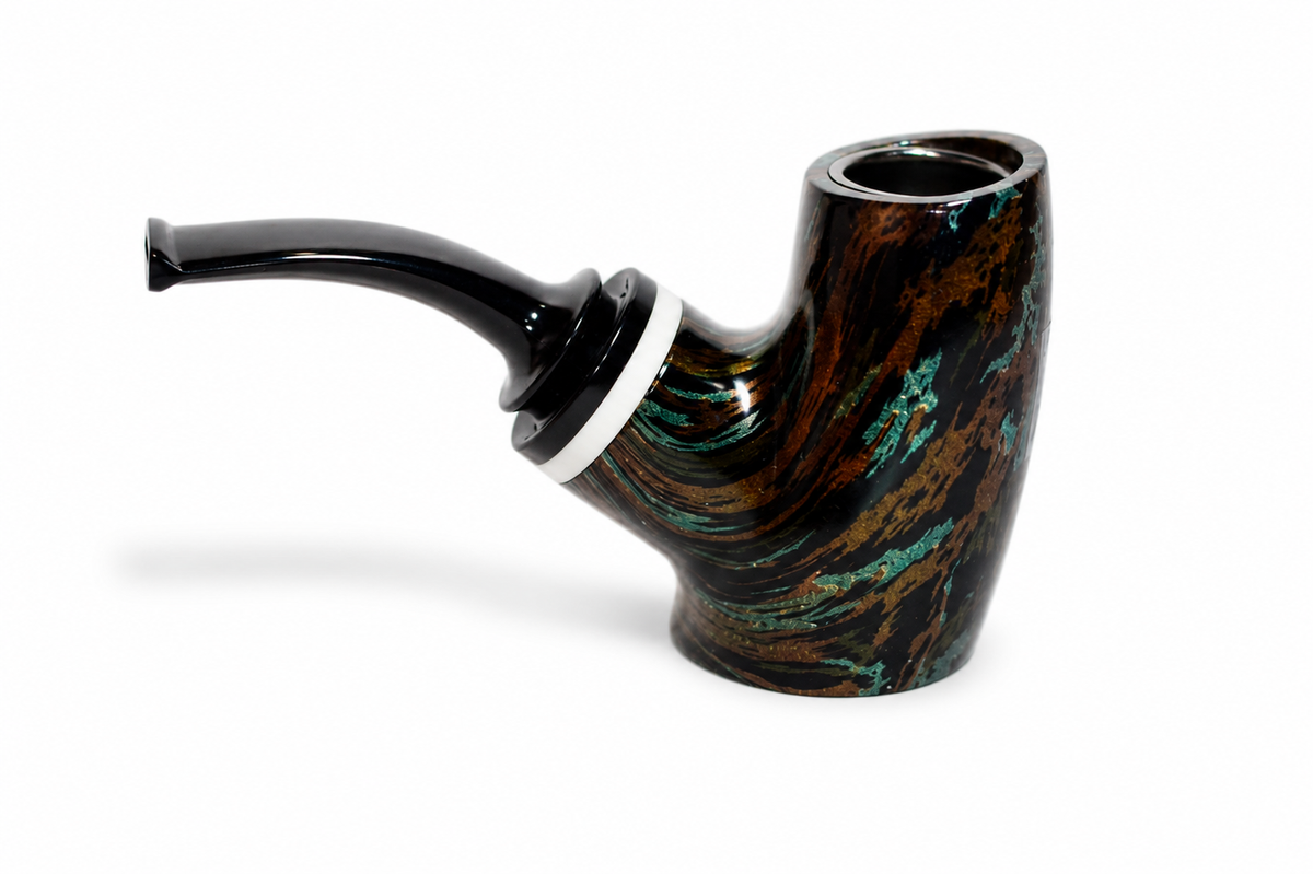 Black Textured Sherlock Glass Pipe