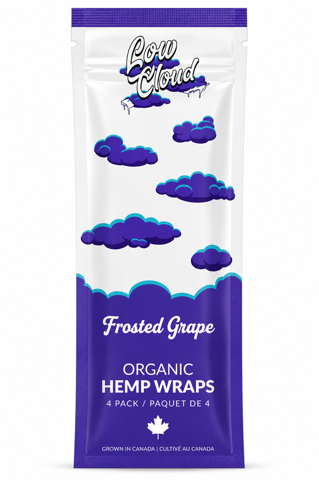 Low Cloud Frosted Grape Organic Hemp Wraps – 4 Pack