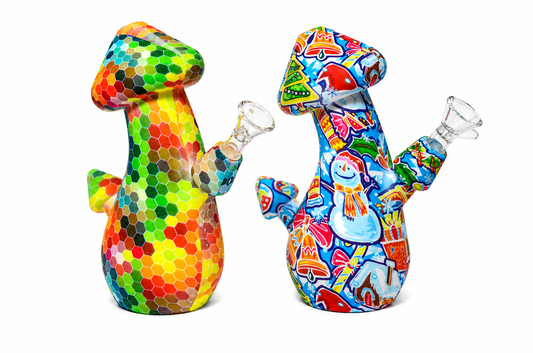 8" Novelty Silicone Water Pipe — Festive Print